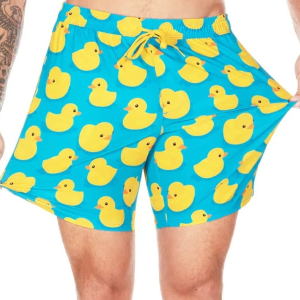 Tipsy Elves Rubber Ducky Stretch Swim Trunks Medium